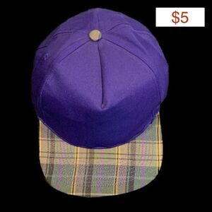 $5 ADD ON ITEM Vintage Sans sun purple hat W/ plaid bill